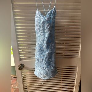 Elegant Blue Lace Mini Dress